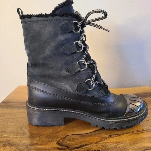 Miu Miu Combat Leather Winter Boots - Picture 6 of 13